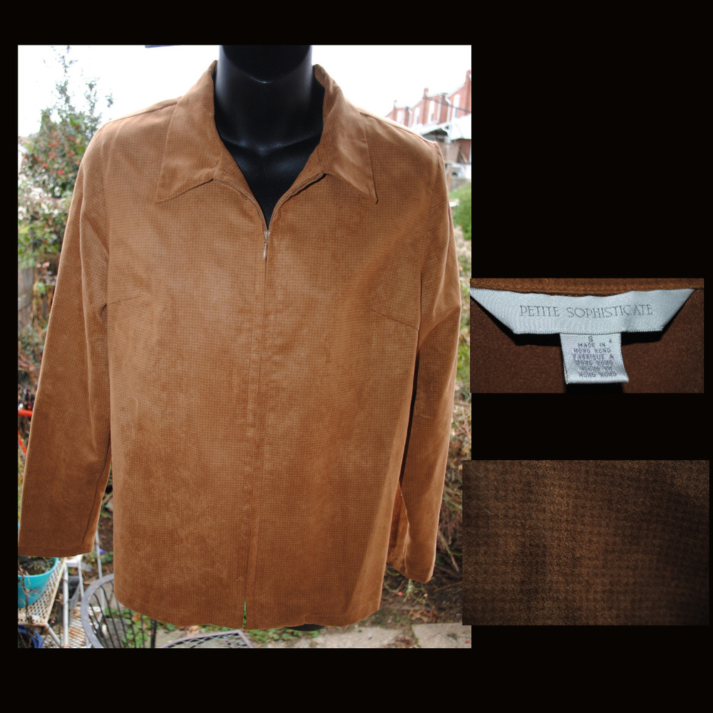 PETITE SOPHISTICATE Faux Suede Zipper Jacket Sz S